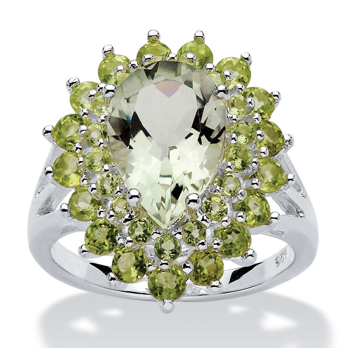 Sterling Silver Green Amethyst and Peridot Women's Ring