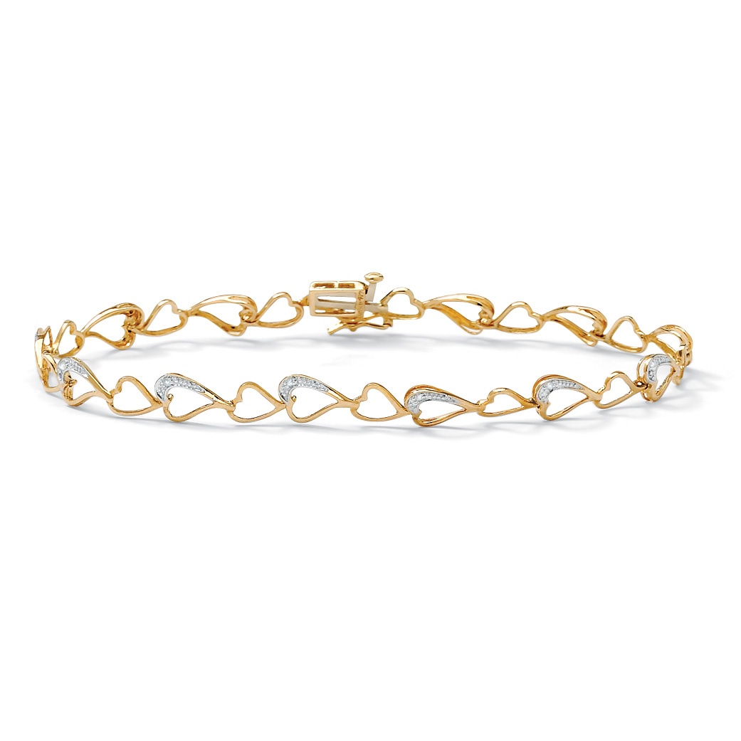 Tutone 10k Gold Diamond Accent Heart-Link Bracelet