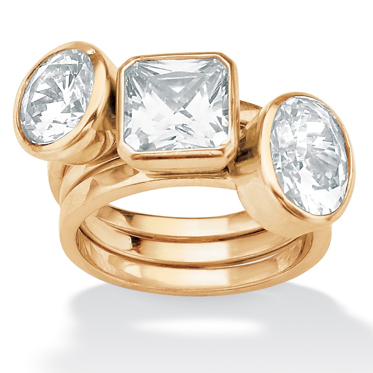 Gold Electroplate DiamonUltra&trade; Cubic Zirconia White Women's Ring