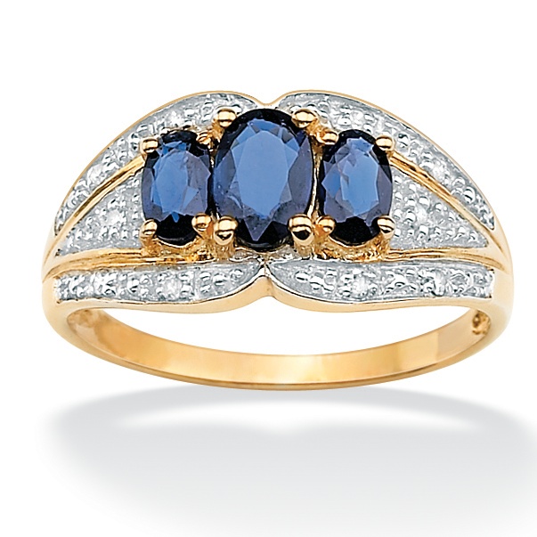 Gold Over Silver Sapphire Women's Ring