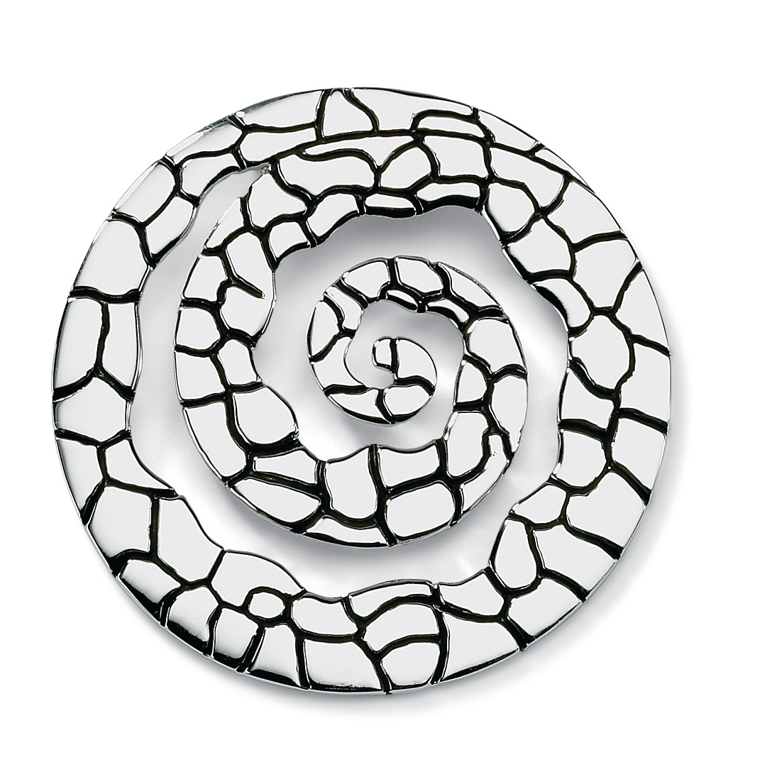 Silvertone Metal Antiqued Textured Concentric Pendant