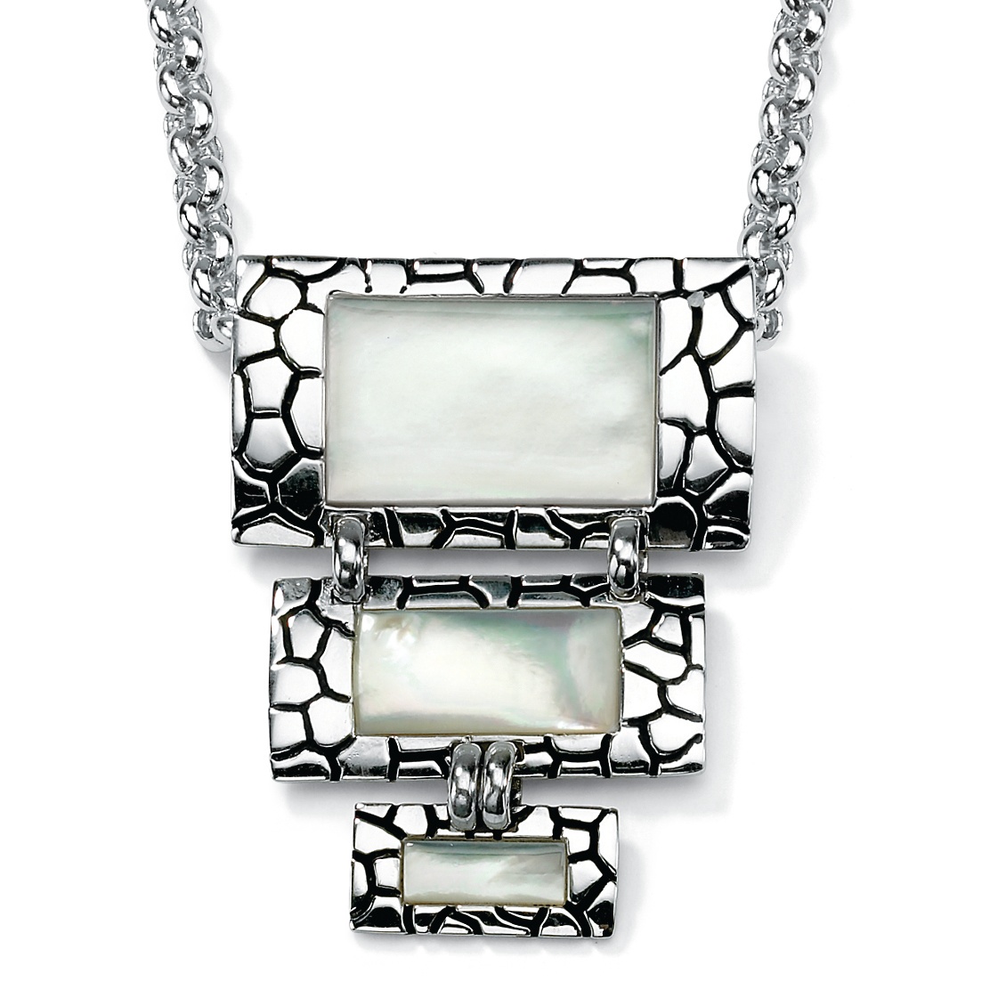 Antiqued Sterling Silver Mother-of-Pearl Textured Pendant
