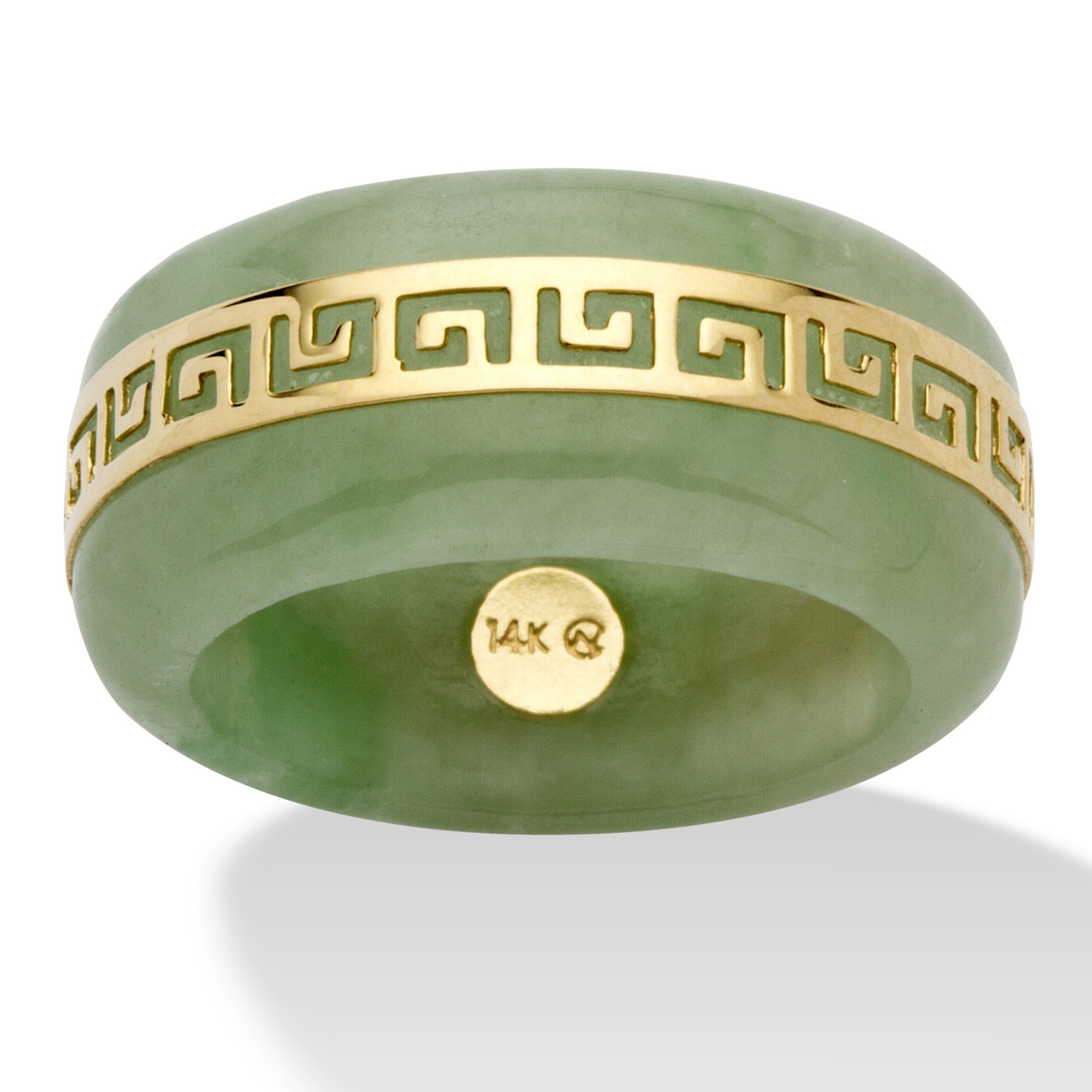 14K Gold Jade Green "Greek Key" Women's Ring