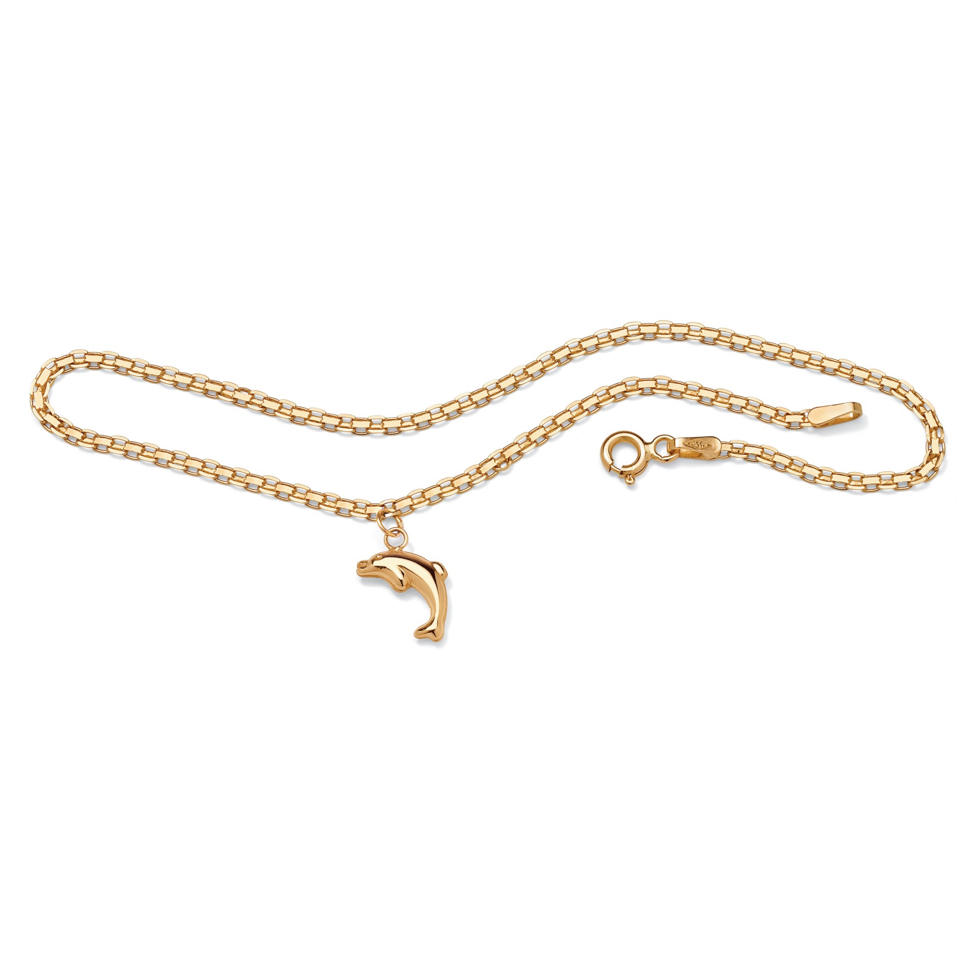 10K Gold Tailored Dolphin Ankle Bracelet