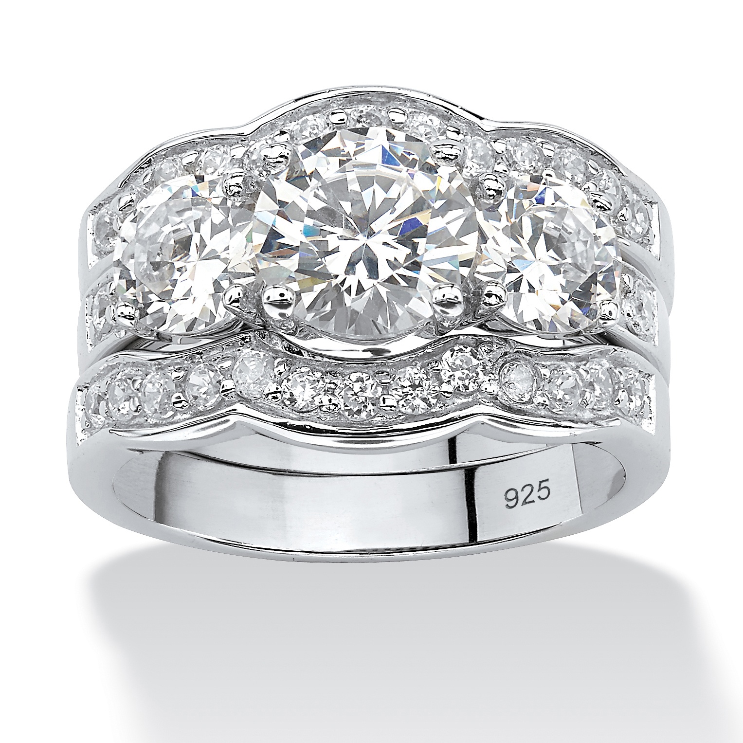 Sterling Silver DiamonUltra&trade; Cubic Zirconia Women's Ring Set
