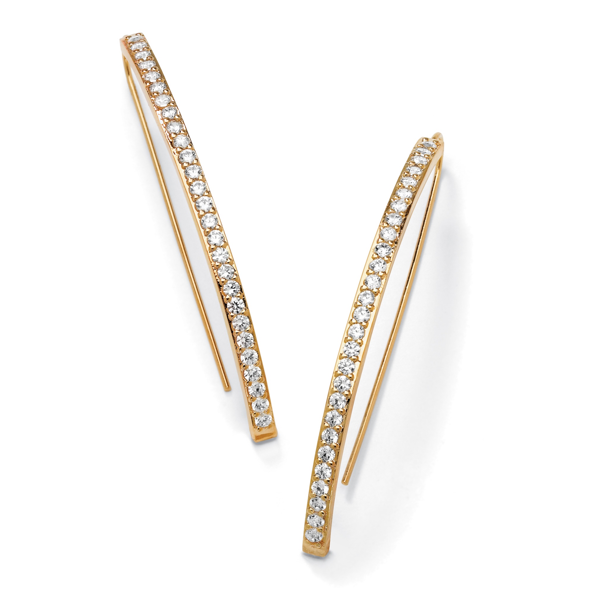 14k Gold-Plated DiamonUltra&trade; Cubic Zirconia Linear Wire Pierced Earrings