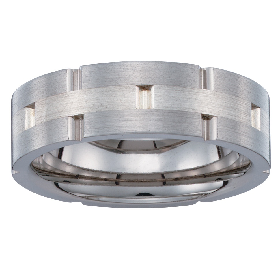 Men's Titanium and Sterling Silver Wedding Band
