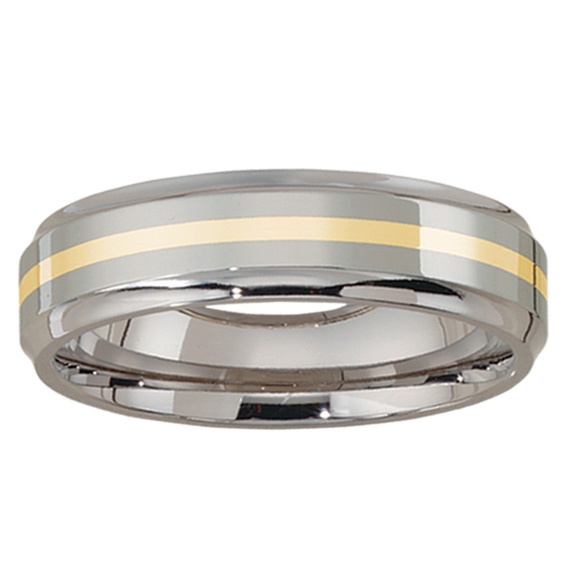 Men's Titanium and 14k Gold Wedding Band