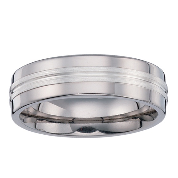 Men's Titanium and Sterling Silver Wedding Band