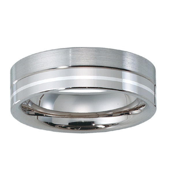 Men's Titanium and Sterling Silver Wedding Band