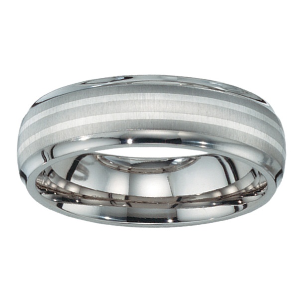 Men's Titanium and Sterling Silver Wedding Band