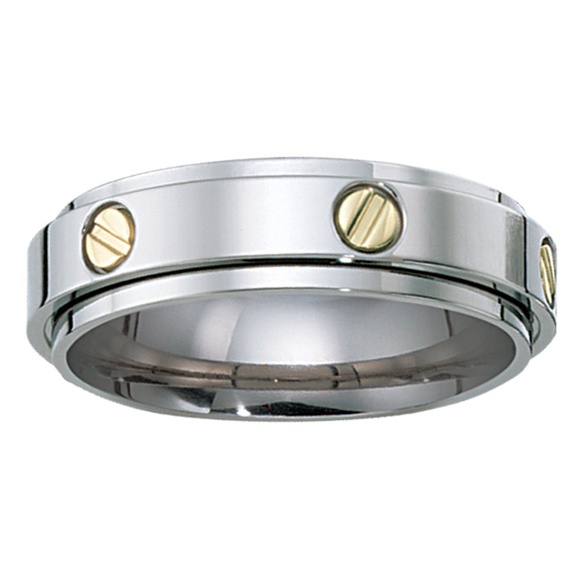 Men's Titanium and 14k Gold Wedding Band