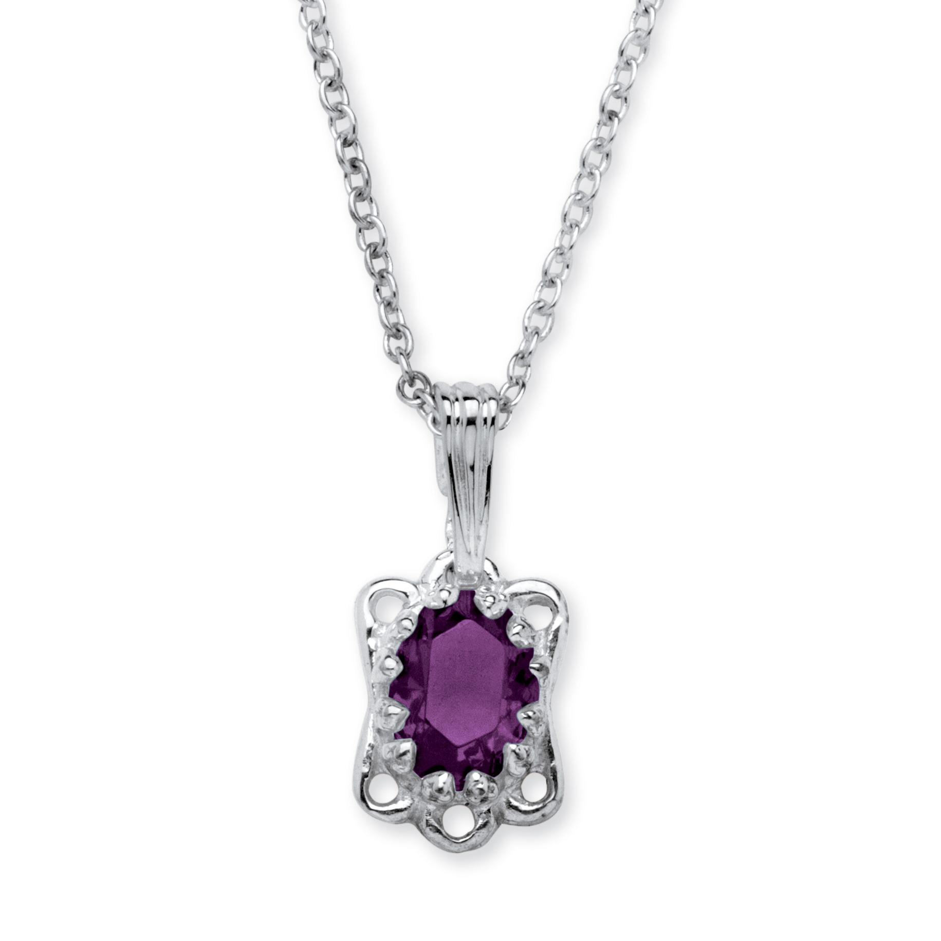 Sterling Silver Oval-Cut Birthstone Pendant and Chain
