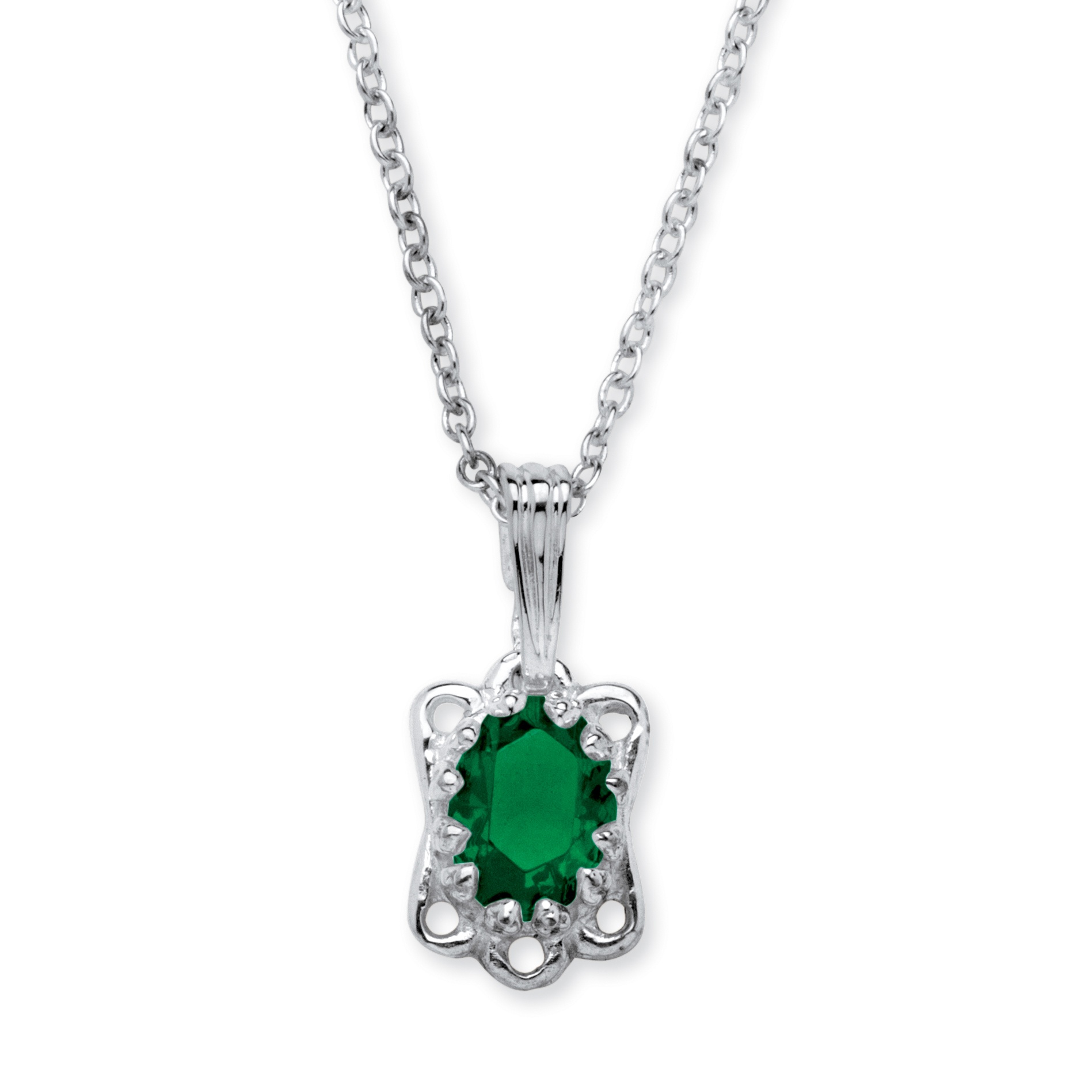 Sterling Silver Oval-Cut Birthstone Pendant and Chain