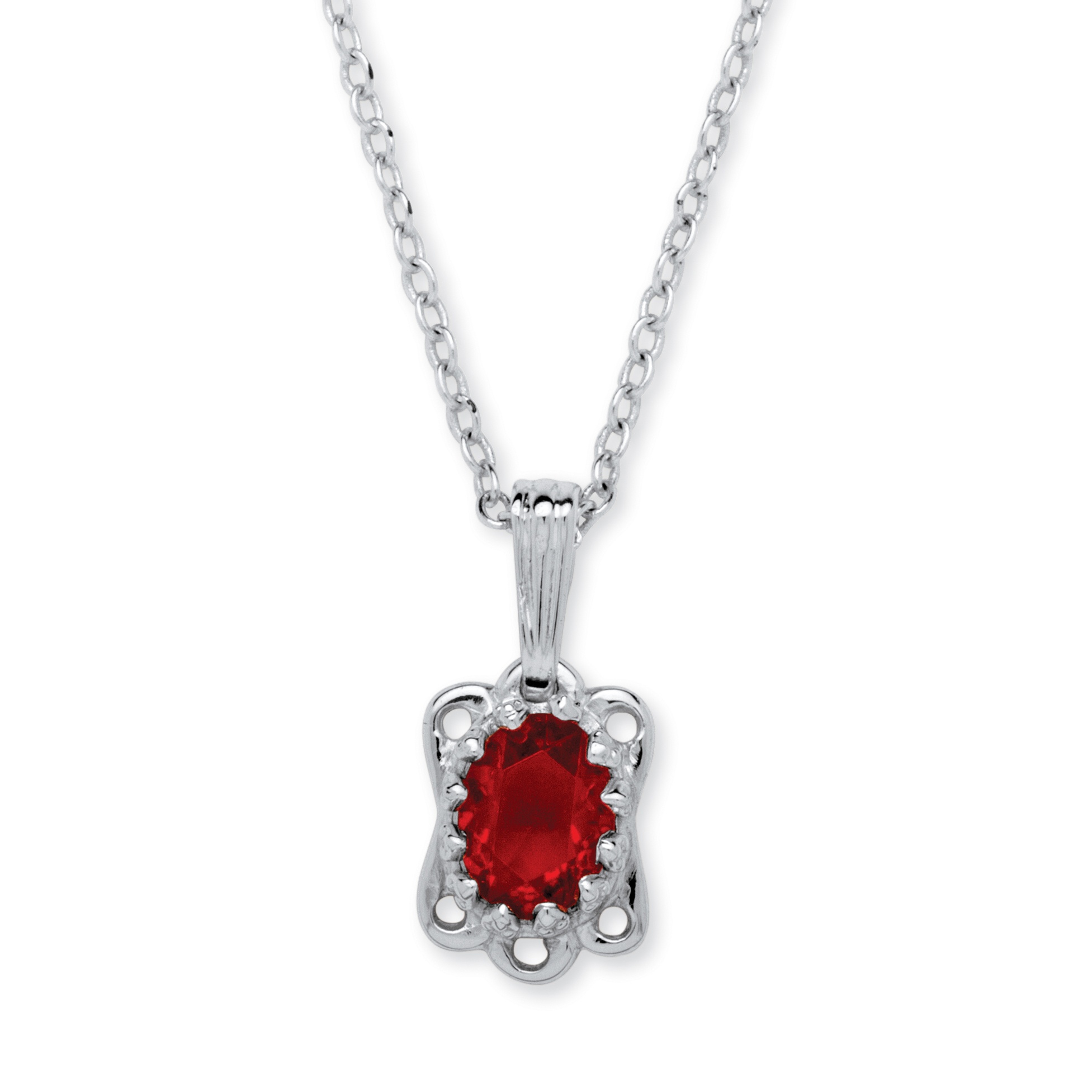 Sterling Silver Oval-Cut Birthstone Pendant and Chain