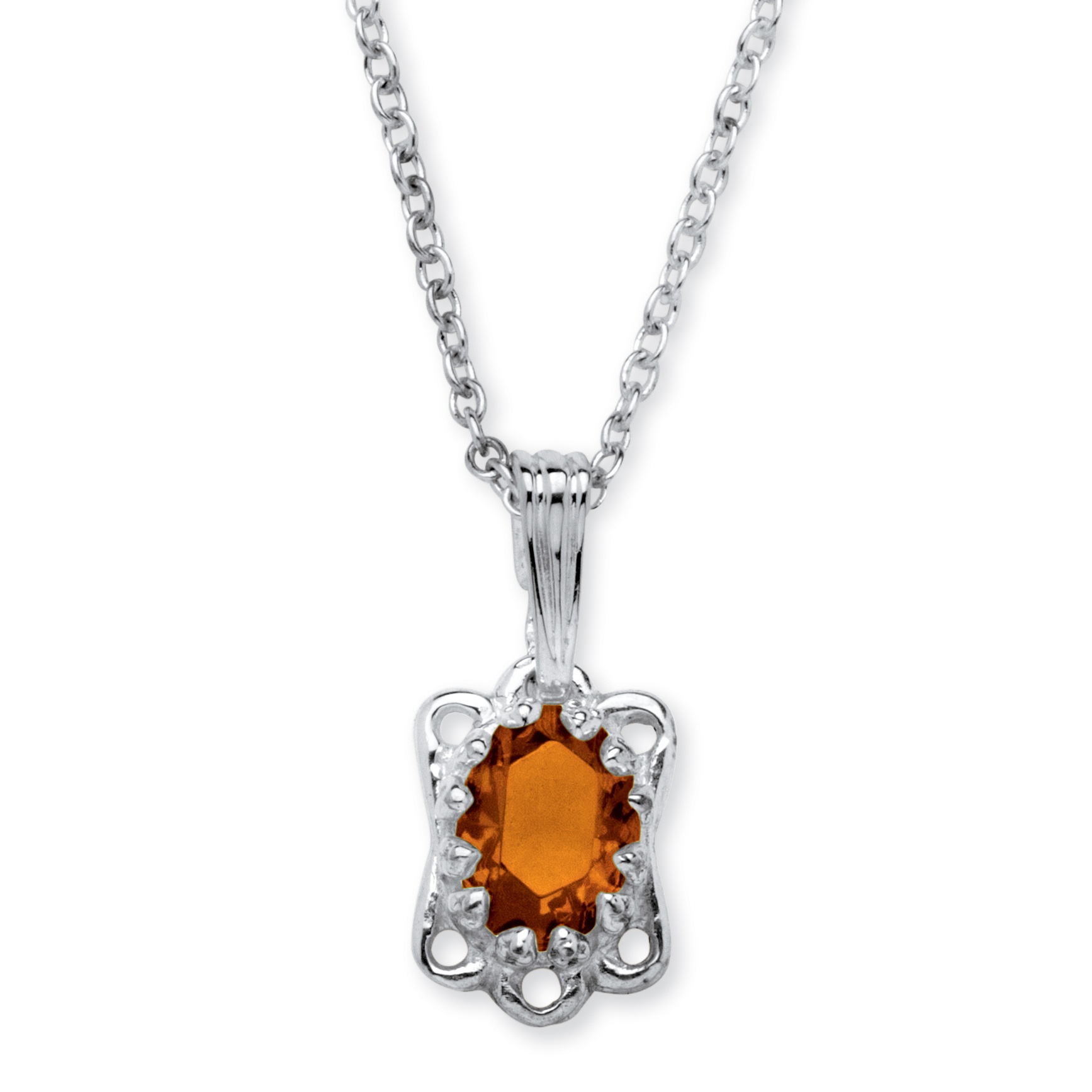 Sterling Silver Oval-Cut Birthstone Pendant and Chain