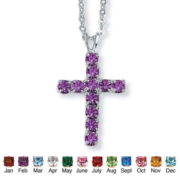 Silvertone Birthstones Simulated Pendant