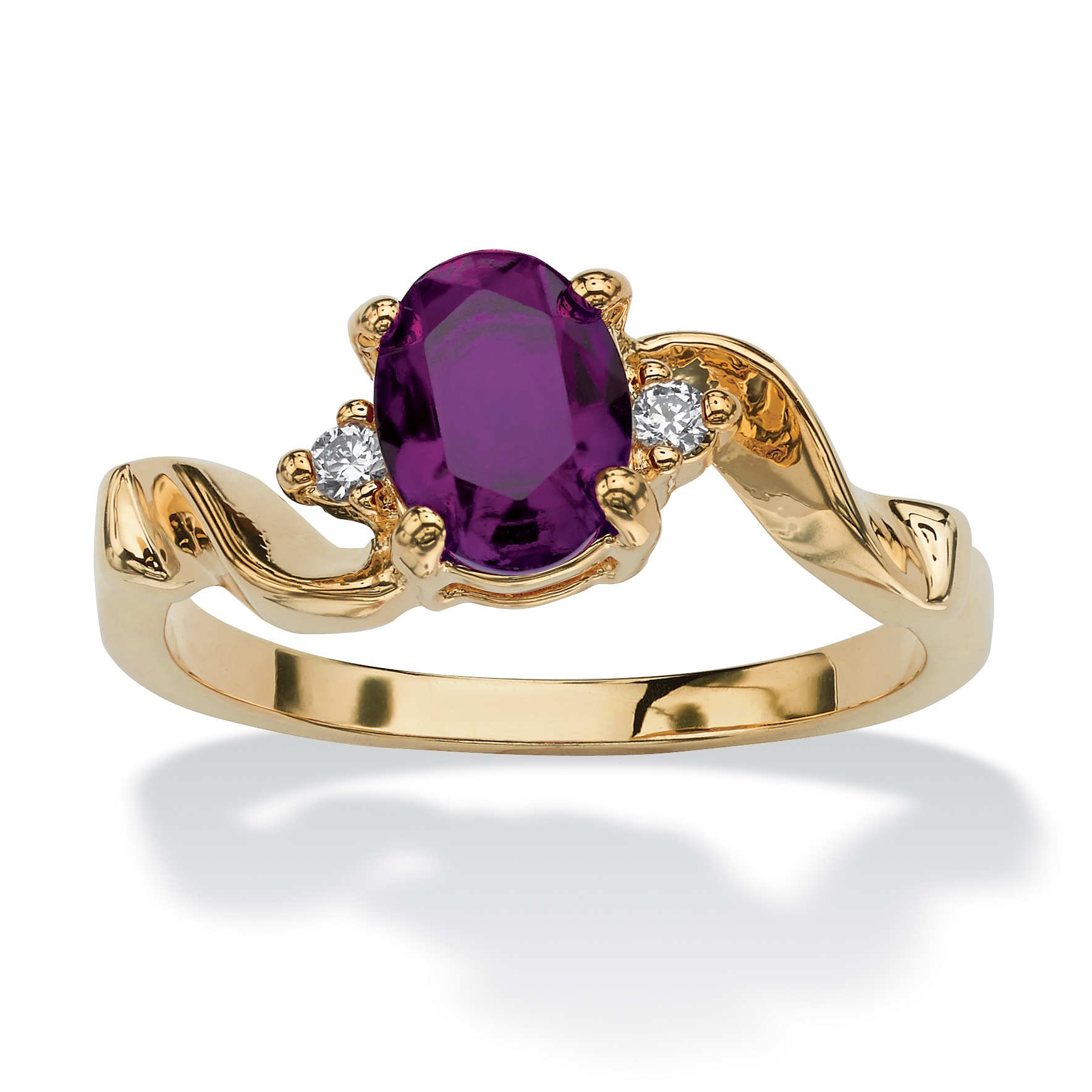 14k Gold-Plated Birthstones Simulated Women's Ring