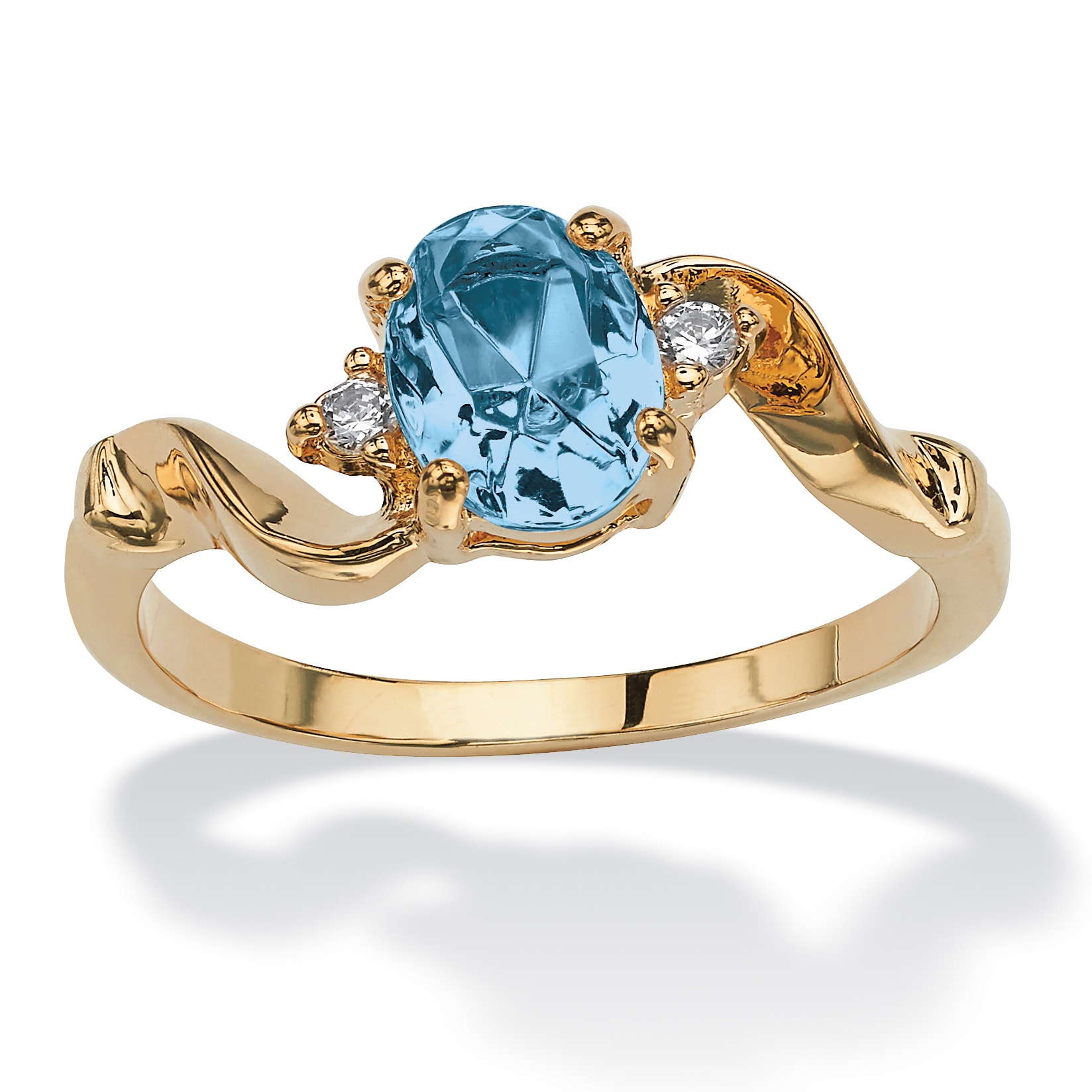 14k Gold-Plated Birthstones Simulated Women's Ring