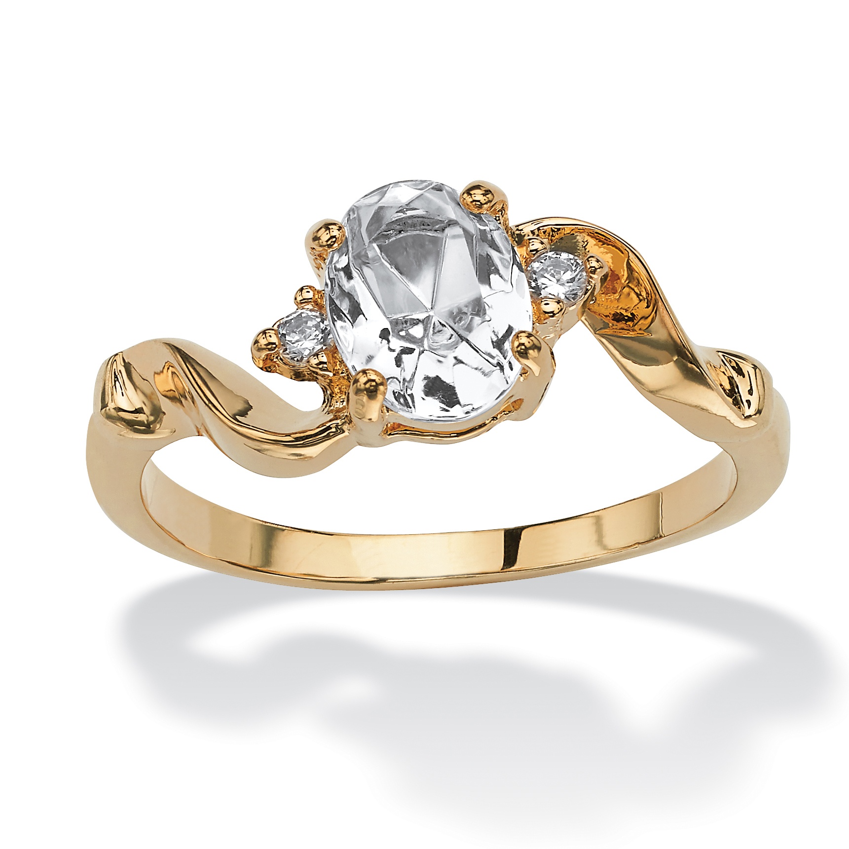 14k Gold-Plated Birthstones Simulated Women's Ring