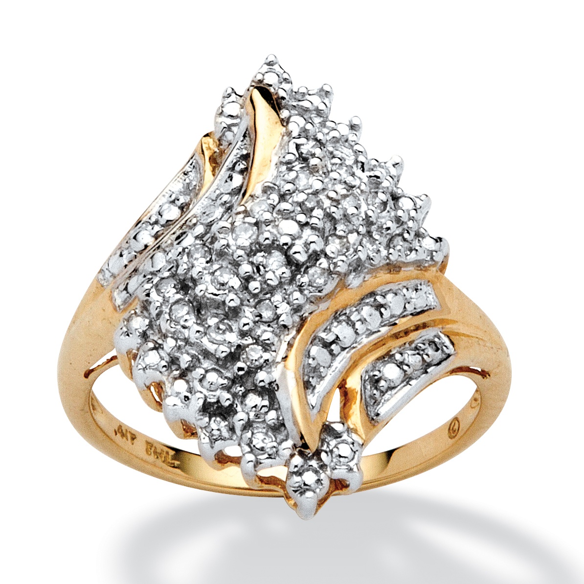 Tutone 10k Gold Swirled Diamond Women's Ring