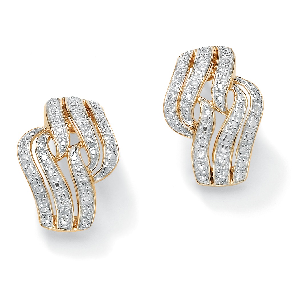 Gold Over Silver Diamond Earrings