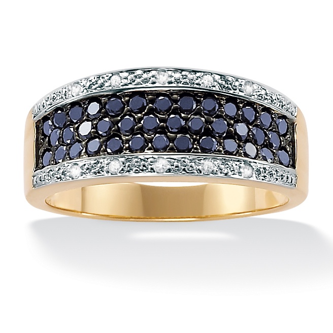 18K Gold Over Sterling Silver Sapphire and Diamond Accent Ring