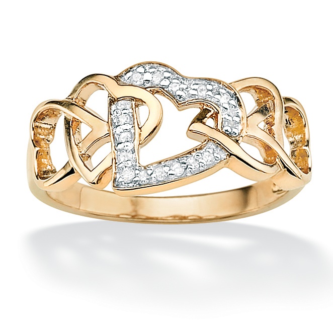 18K Gold over Sterling Silver Diamond Accent Heart Ring