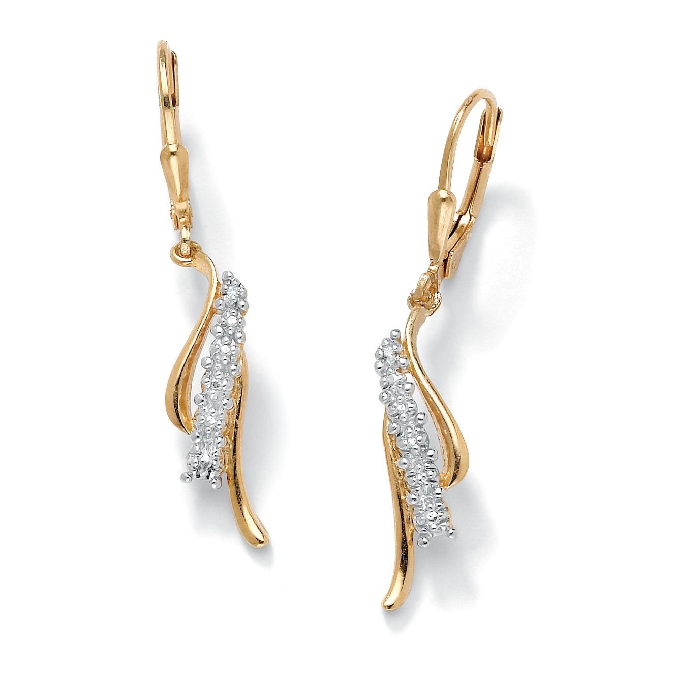 Diamond Accent 18k Yellow Gold over Sterling Silver Waterfall Drop Earrings