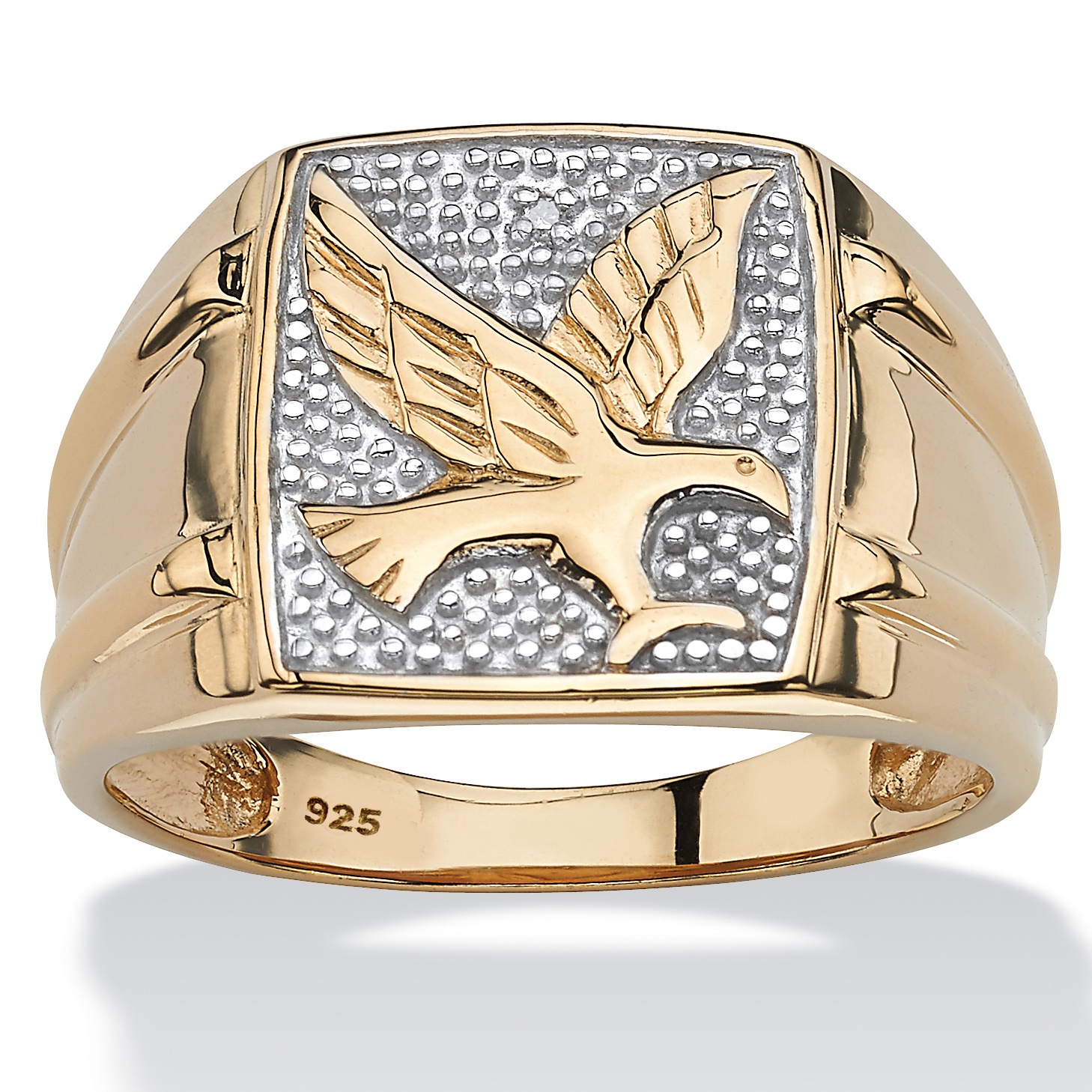 Men's 18k Gold over Sterling Silver Diamond Accent Eagle Ring