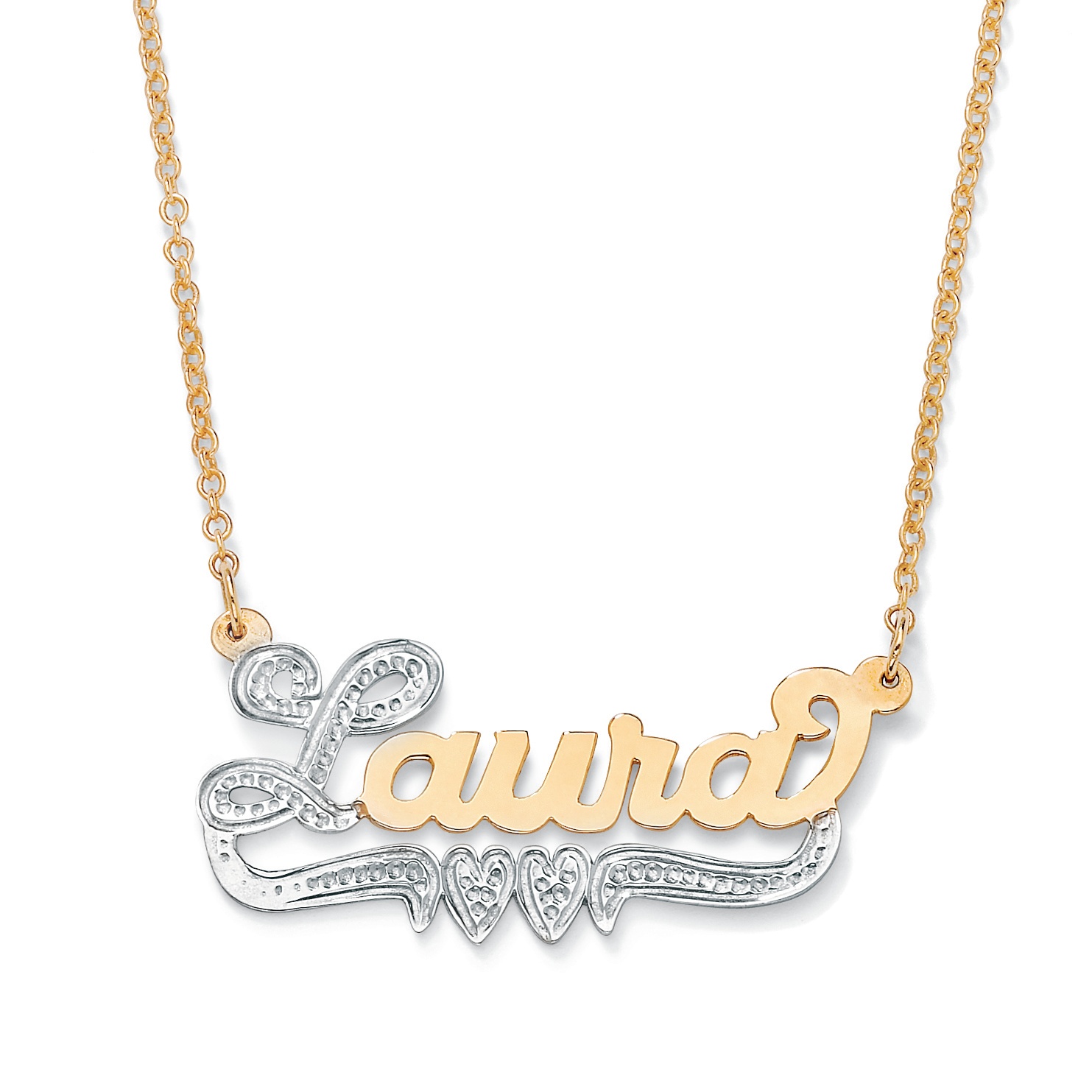 18k Gold Over Silver Personalized Tutone Necklace 18"