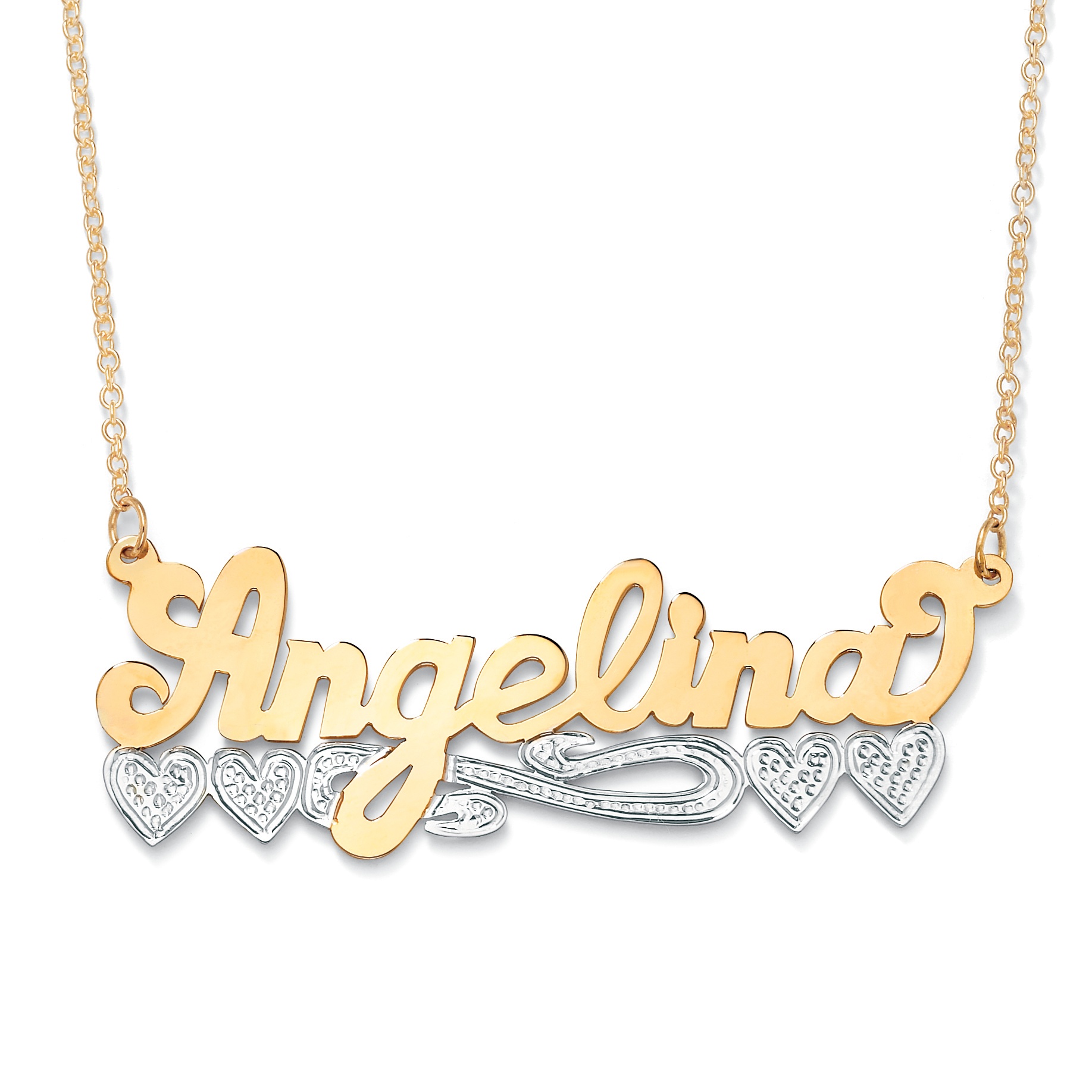 Tutone 18k Gold over Sterling Silver Personalized Necklace