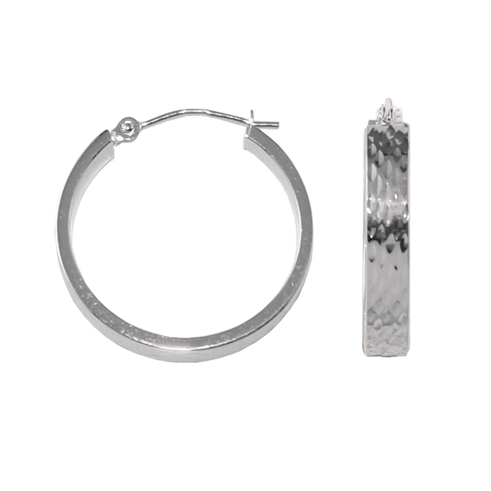 10k White Gold Diamond-Cut Hoop Earrings 22 mm