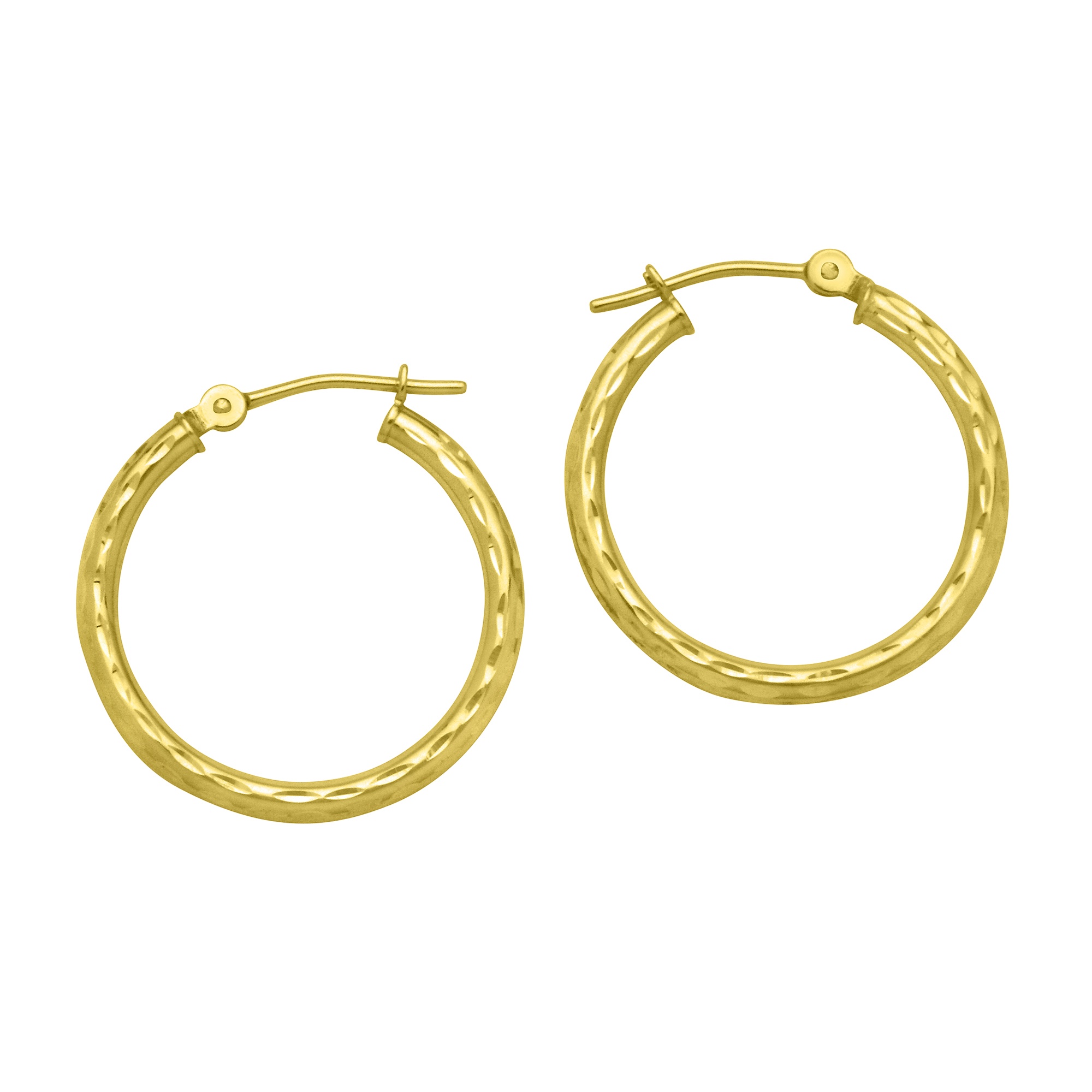 10k Gold Diamond-Cut Hoop Earrings 20 mm