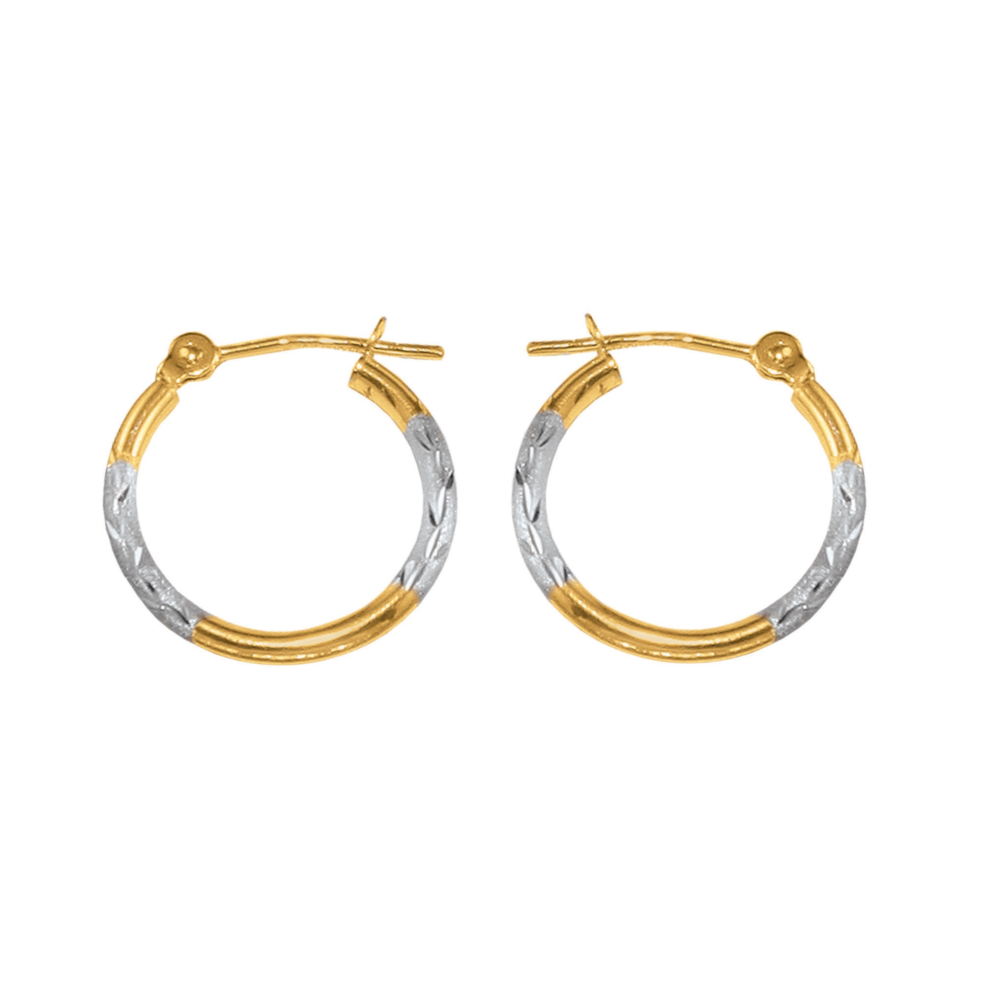10k Gold Satin & Bright Hoop Earrings 22 mm