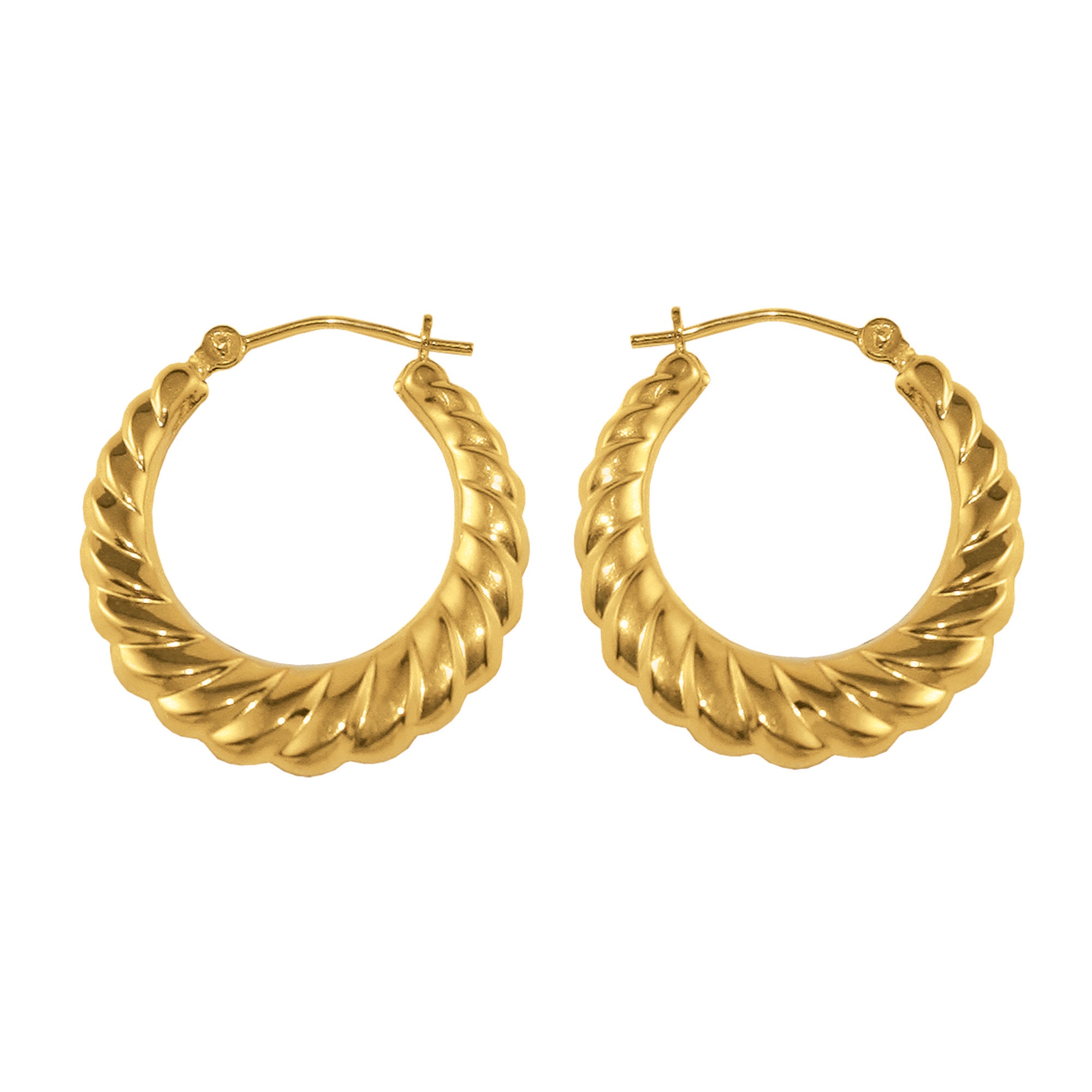 10k Gold Swirl Hoop Earrings 24 mm