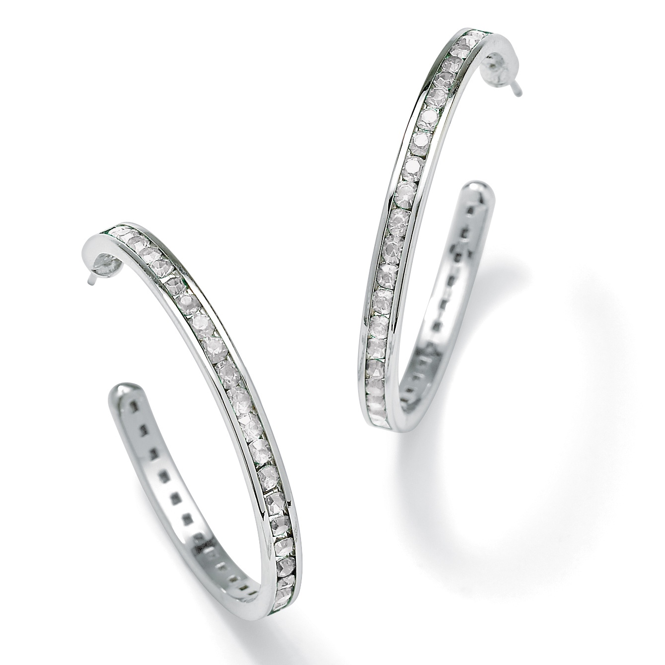 Silver Tone Birthstone Hoop Pierced Earrings