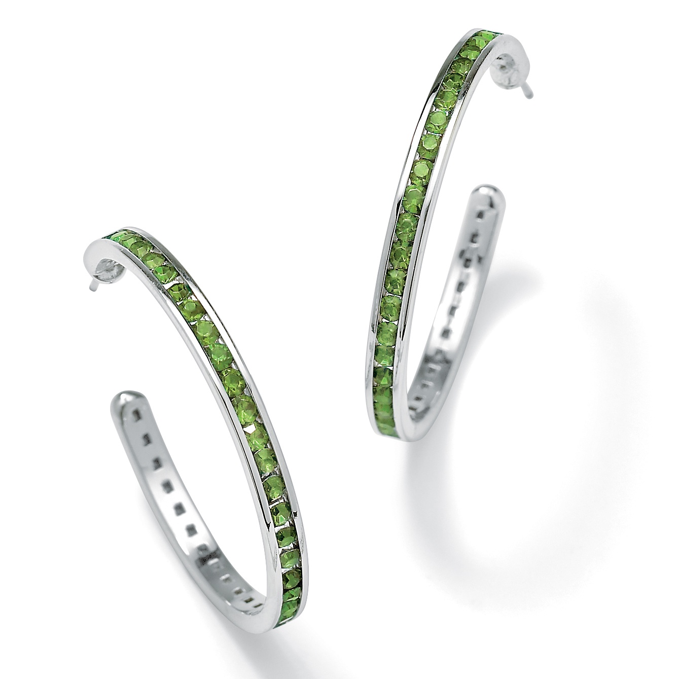 Silver Tone Birthstone Hoop Pierced Earrings