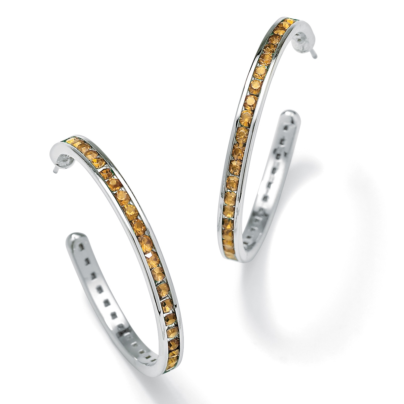 Silver Tone Birthstone Hoop Pierced Earrings