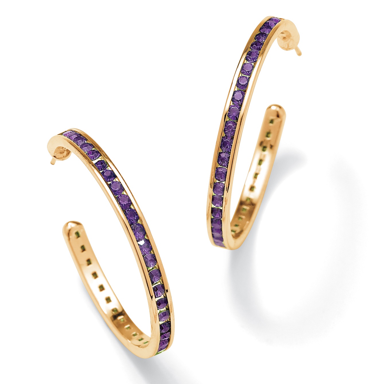 14k Gold-Plated Birthstone Hoop Pierced Earrings