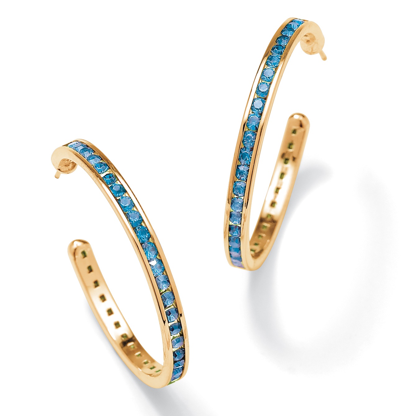 14k Gold-Plated Birthstone Hoop Pierced Earrings