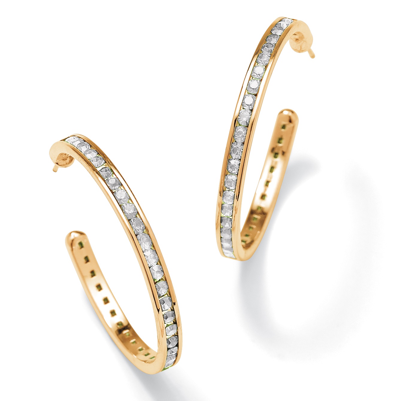 14k Gold-Plated Birthstone Hoop Pierced Earrings