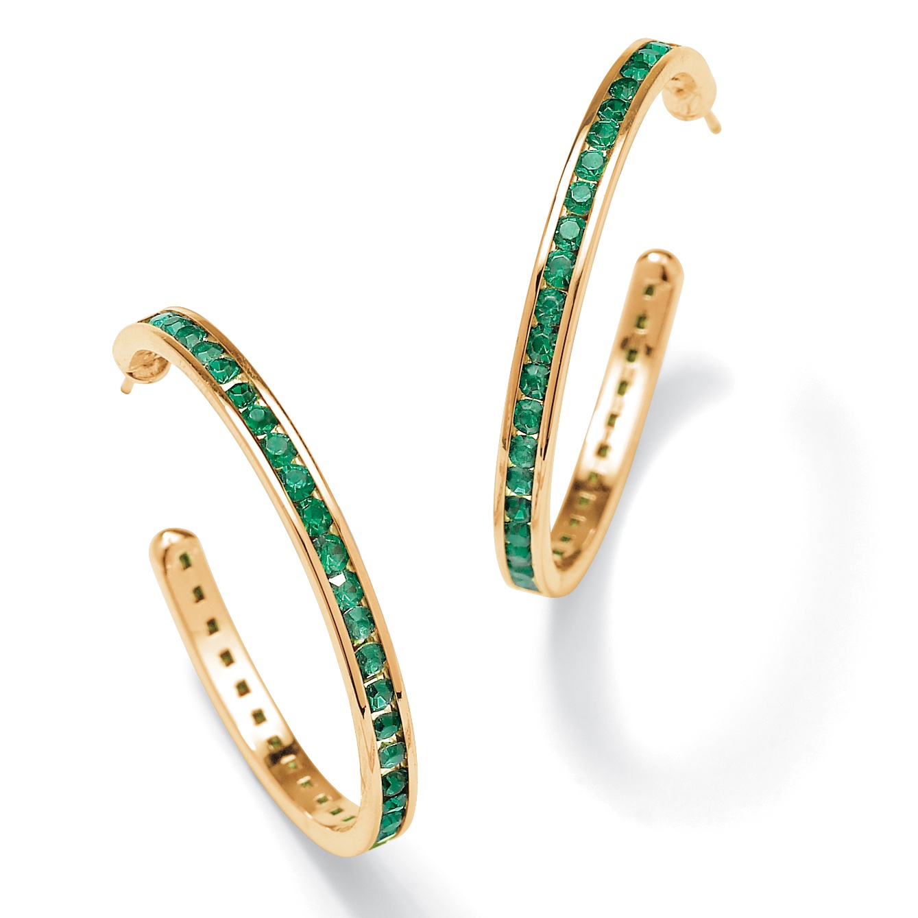 14k Gold-Plated Birthstone Hoop Pierced Earrings