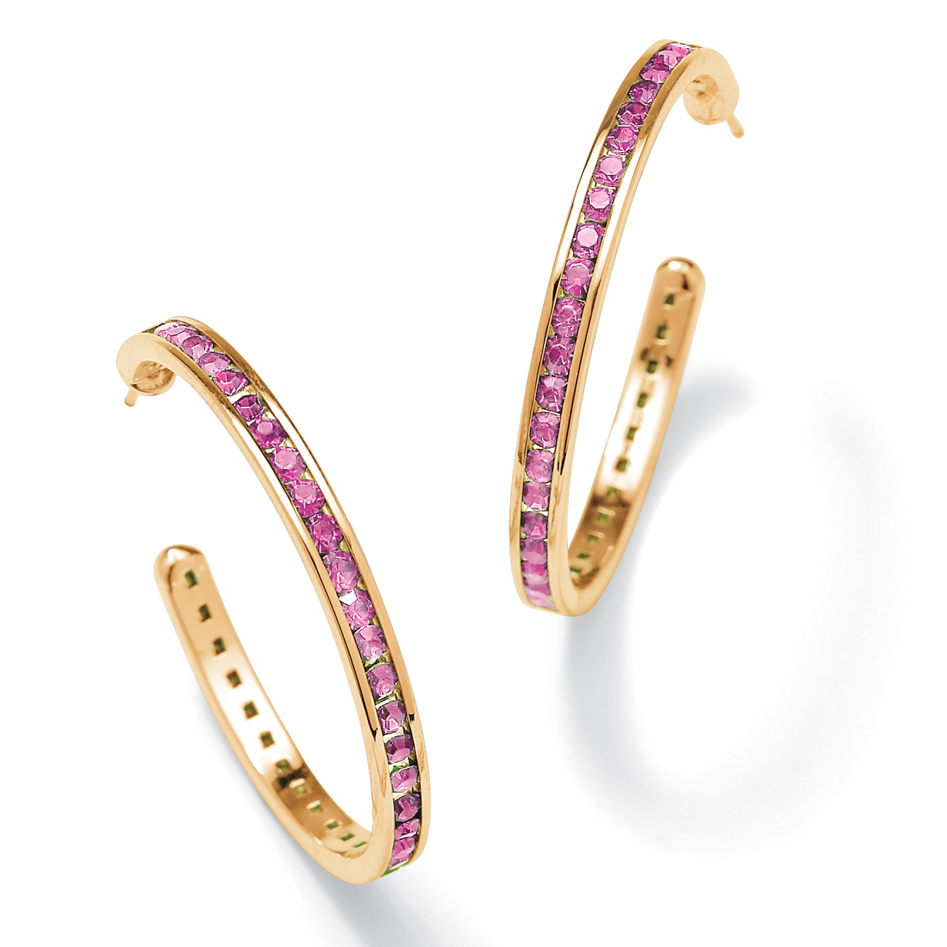 14k Gold-Plated Birthstone Hoop Pierced Earrings