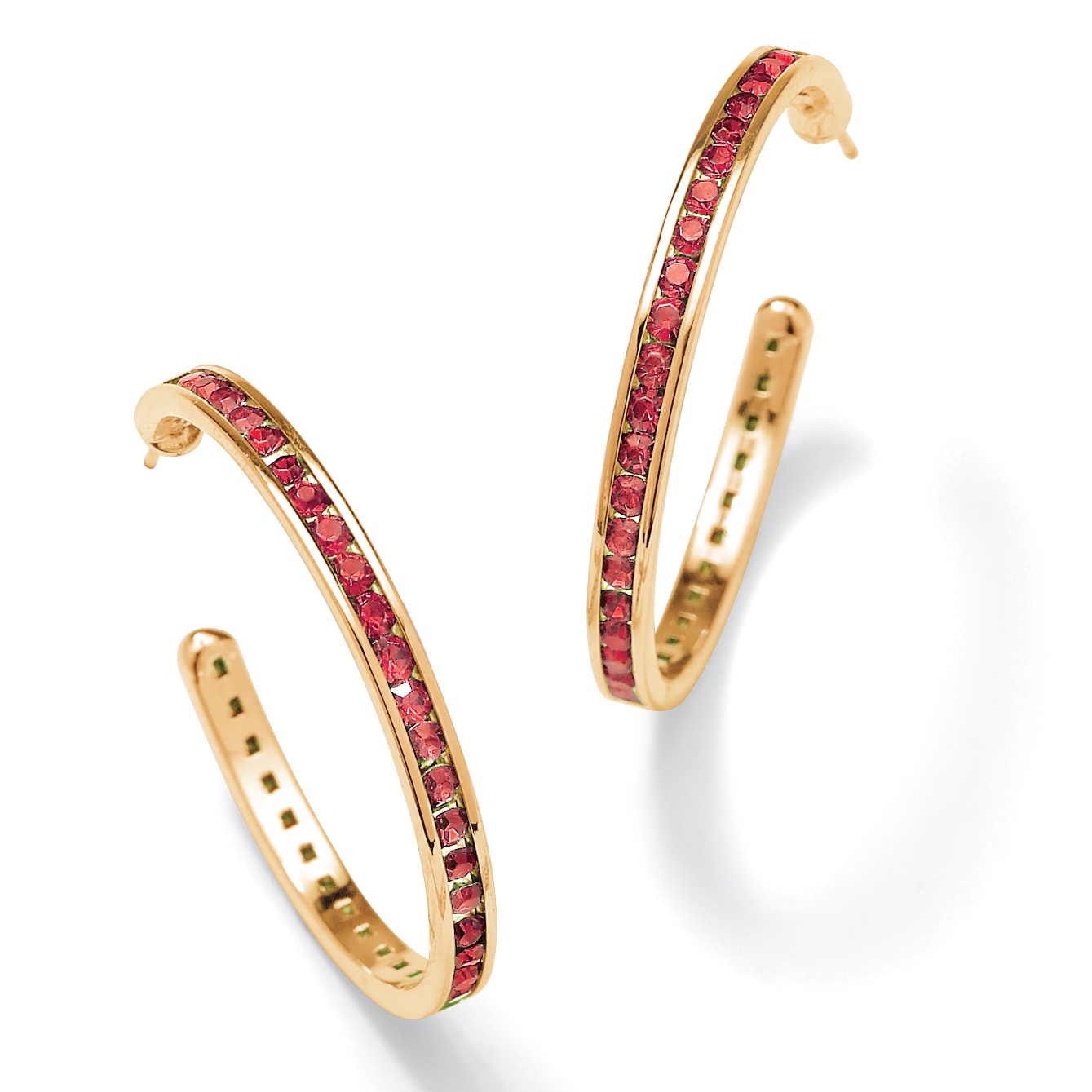 14k Gold-Plated Birthstone Hoop Pierced Earrings
