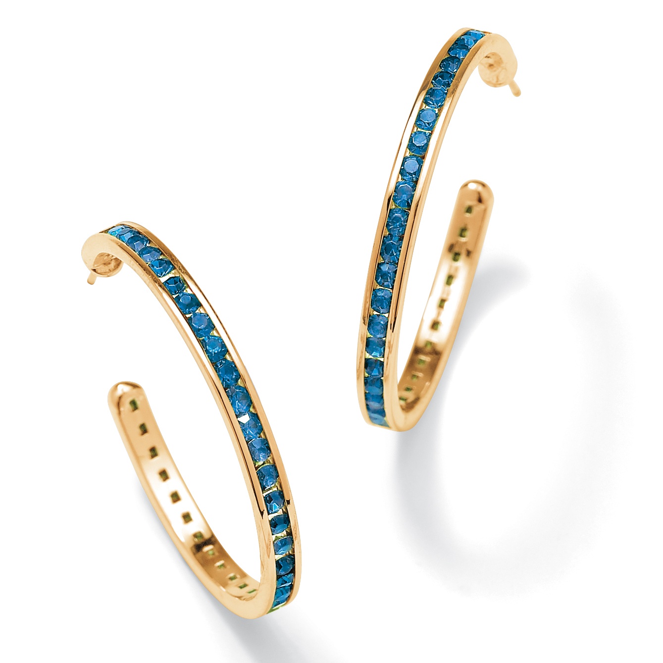 14k Gold-Plated Birthstone Hoop Pierced Earrings