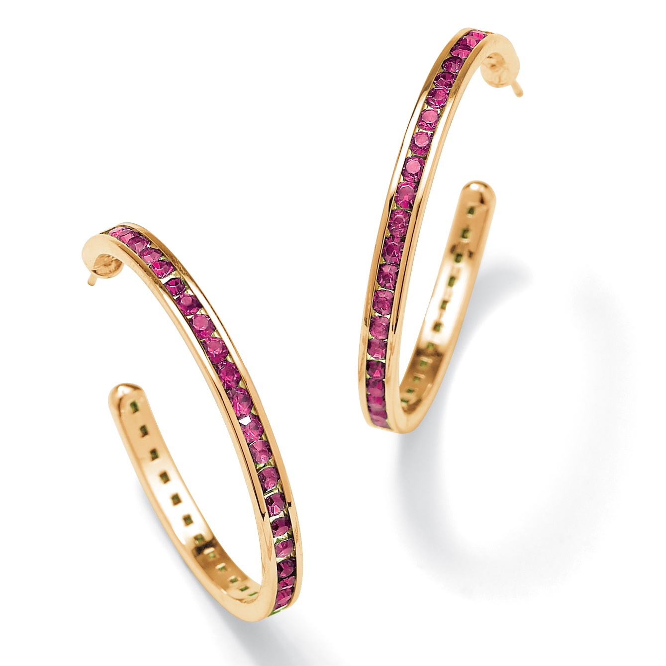 14k Gold-Plated Birthstone Hoop Pierced Earrings