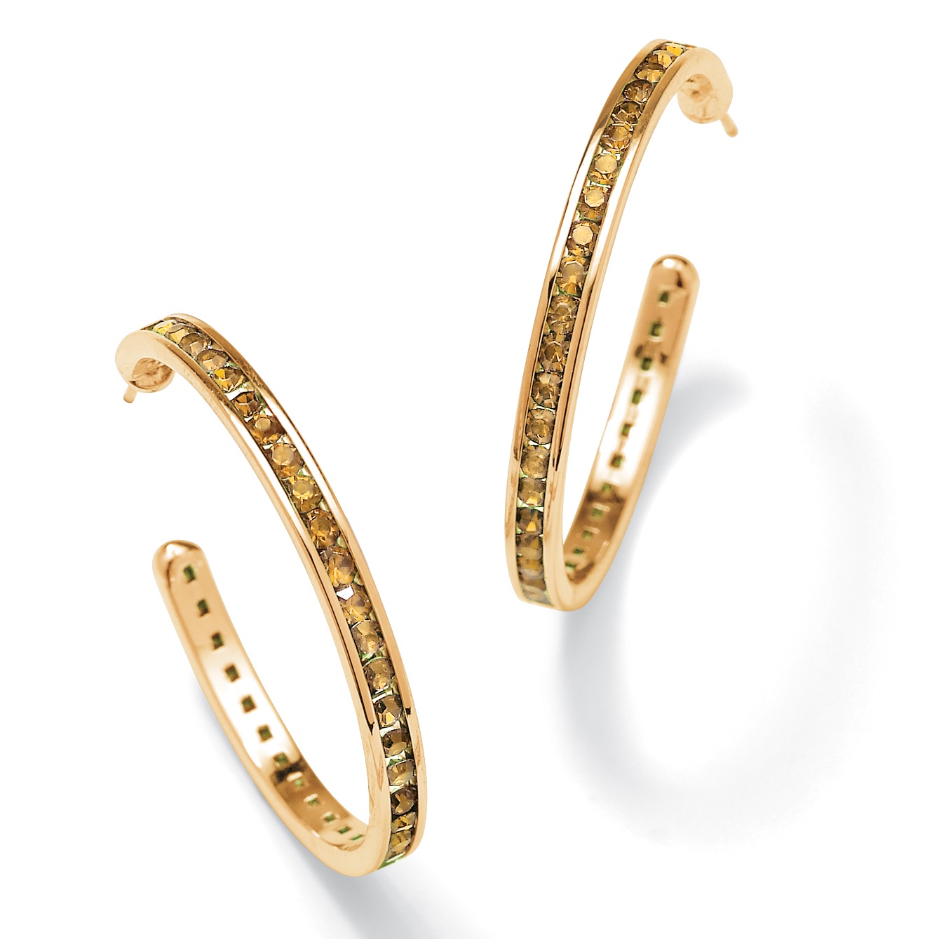 14k Gold-Plated Birthstone Hoop Pierced Earrings