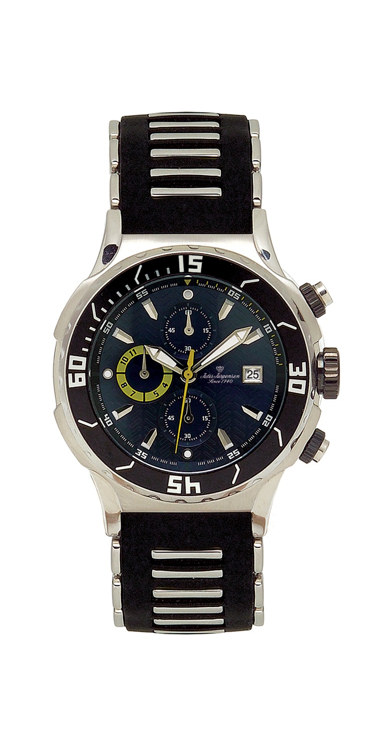 Men's Jules J&uuml;rgensen Stainless Steel Rubber Strap Watch 8"