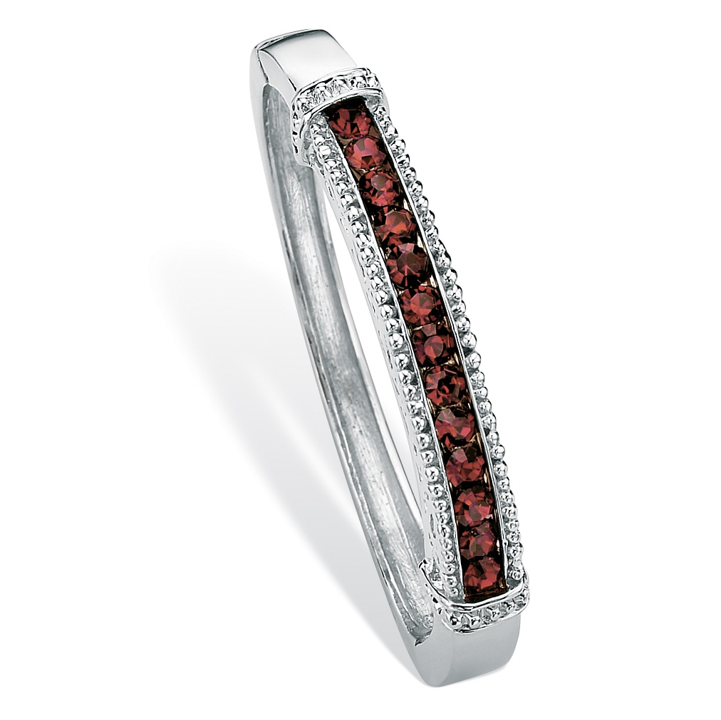 Silver Tone Birthstone Channel Bangle Bracelet